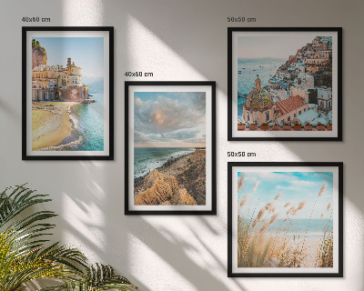 Set of 4 wall art pieces Landscapes beach city cliffs