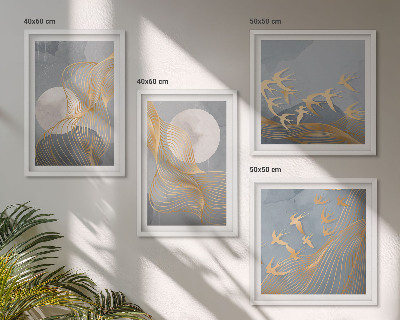 Multi-piece wall decor set Abstract waves circles gray