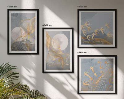 Multi-piece wall decor set Abstract waves circles gray