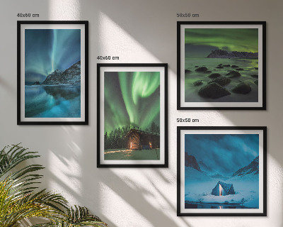 Wall art set Winter landscapes aurora mountains