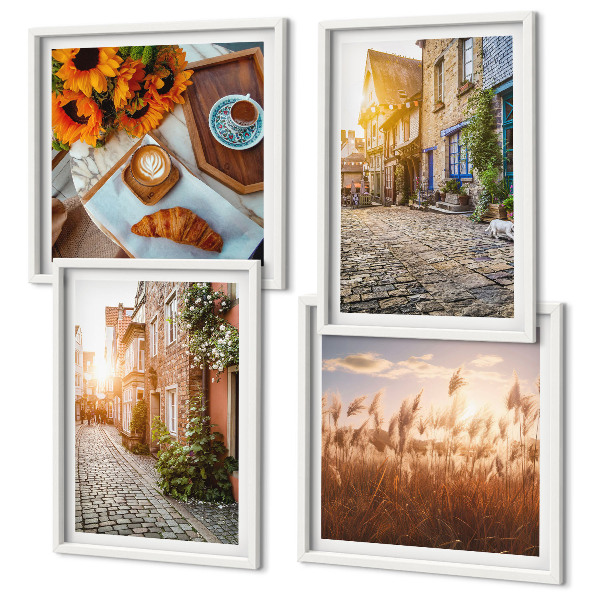 Multi-piece wall decor set Charming streets with coffee