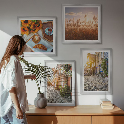 Multi-piece wall decor set Charming streets with coffee