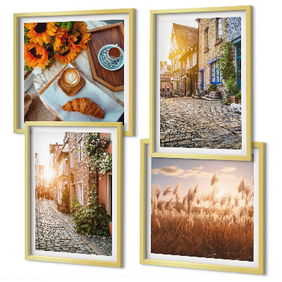 Multi-piece wall decor set Charming streets with coffee