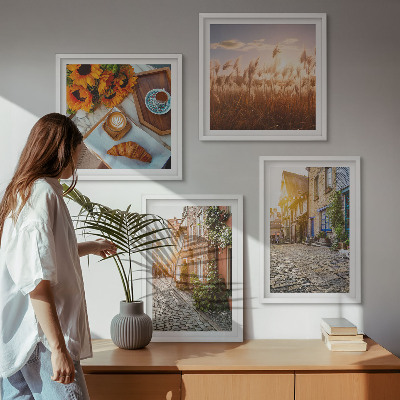 Multi-piece wall decor set Charming streets with coffee
