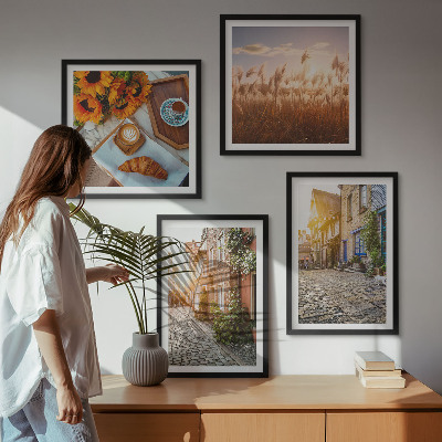 Multi-piece wall decor set Charming streets with coffee