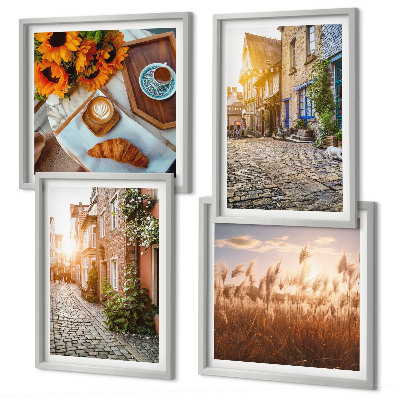Multi-piece wall decor set Charming streets with coffee