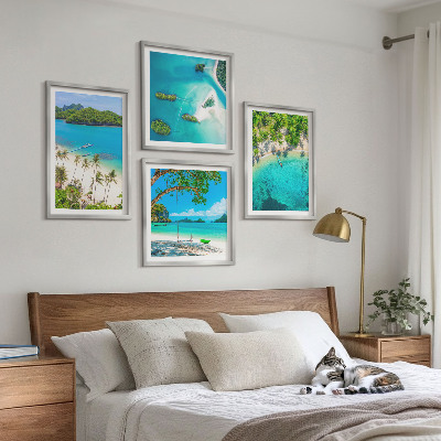 Set of 4 wall art pieces Beaches, palm trees, crystal water