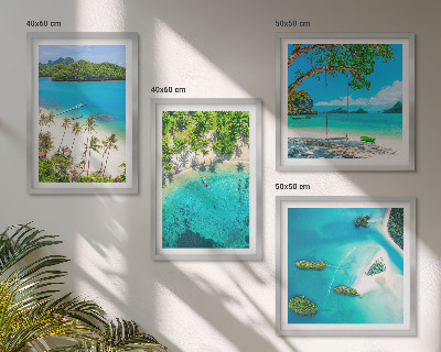 Set of 4 wall art pieces Beaches, palm trees, crystal water