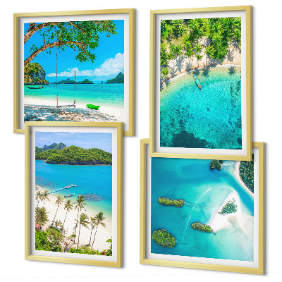 Set of 4 wall art pieces Beaches, palm trees, crystal water