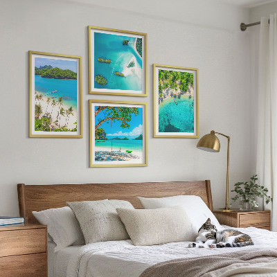 Set of 4 wall art pieces Beaches, palm trees, crystal water
