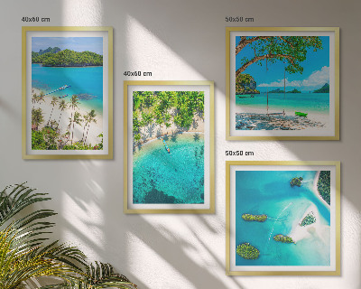Set of 4 wall art pieces Beaches, palm trees, crystal water