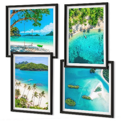 Set of 4 wall art pieces Beaches, palm trees, crystal water