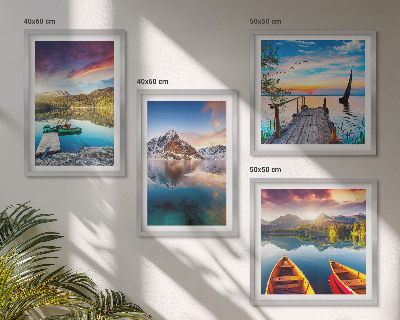 Wall art set Lakes mountains landscape boat
