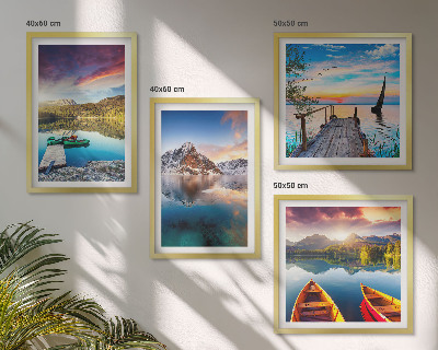 Wall art set Lakes mountains landscape boat