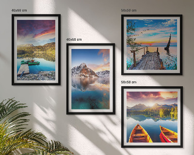 Wall art set Lakes mountains landscape boat