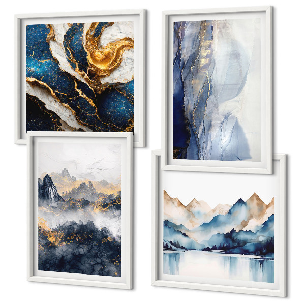 Multi-piece wall decor set Blue mountain landscapes