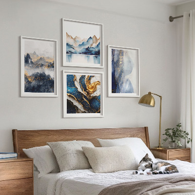 Multi-piece wall decor set Blue mountain landscapes