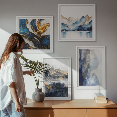 Multi-piece wall decor set Blue mountain landscapes