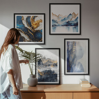Multi-piece wall decor set Blue mountain landscapes