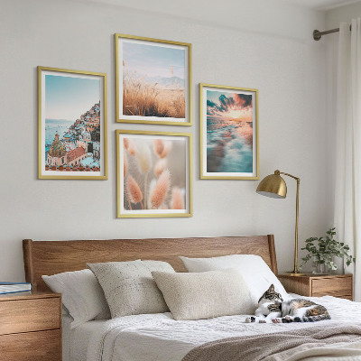 Multi-piece wall decor set Sea sunset houses flowers