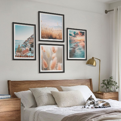 Multi-piece wall decor set Sea sunset houses flowers