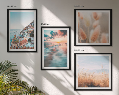 Multi-piece wall decor set Sea sunset houses flowers