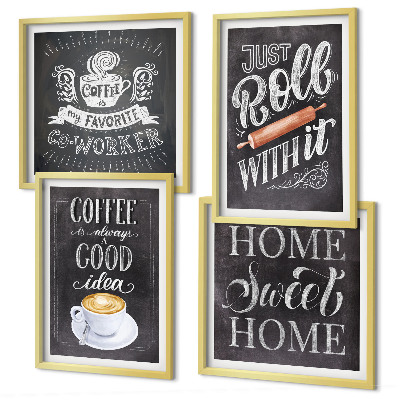 Multi-piece wall decor set Coffee roller home warmth