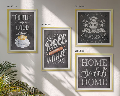 Multi-piece wall decor set Coffee roller home warmth