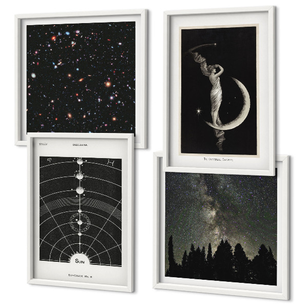 Set of 4 wall art pieces Solar system galaxy