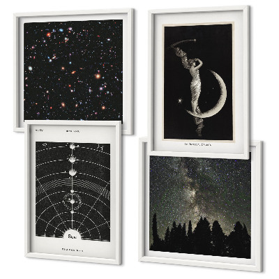 Set of 4 wall art pieces Solar system galaxy