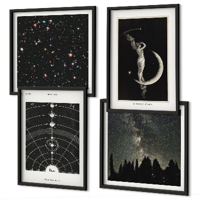 Set of 4 wall art pieces Solar system galaxy