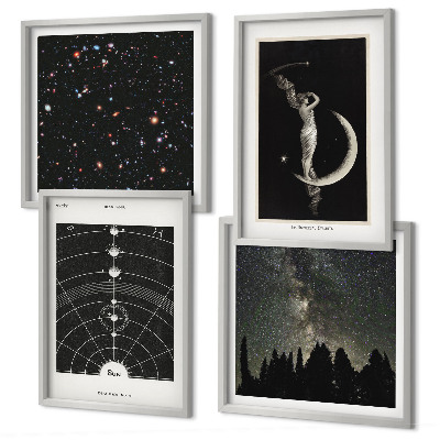 Set of 4 wall art pieces Solar system galaxy