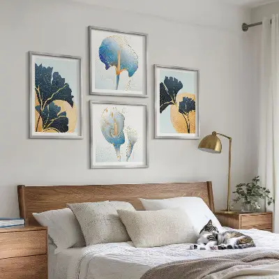 Multi-piece wall decor set featuring a lemon and wine portrait in the style of Kahlo