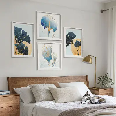 Multi-piece wall decor set featuring a lemon and wine portrait in the style of Kahlo