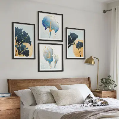 Multi-piece wall decor set featuring a lemon and wine portrait in the style of Kahlo