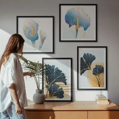 Multi-piece wall decor set featuring a lemon and wine portrait in the style of Kahlo
