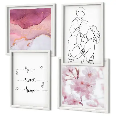 Minimalist flower wall art set of 4 pieces