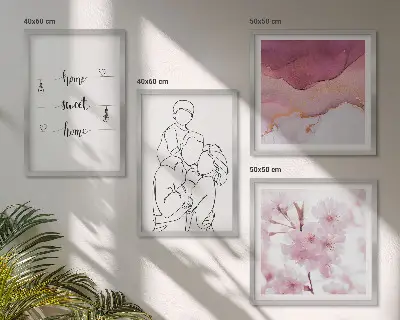 Minimalist flower wall art set of 4 pieces