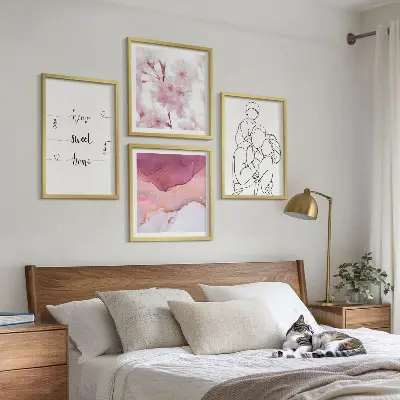 Minimalist flower wall art set of 4 pieces