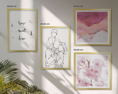 Set of 4 wall art pieces Flowers family minimalist