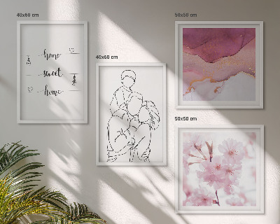 Set of 4 wall art pieces Flowers family minimalist
