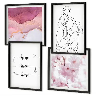 Minimalist flower wall art set of 4 pieces
