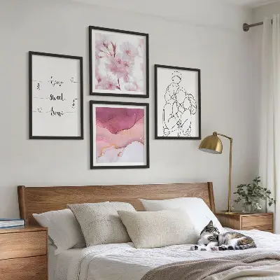 Minimalist flower wall art set of 4 pieces
