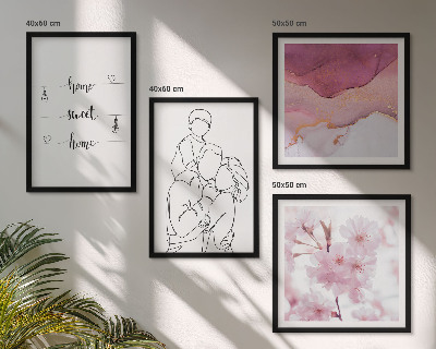 Set of 4 wall art pieces Flowers family minimalist