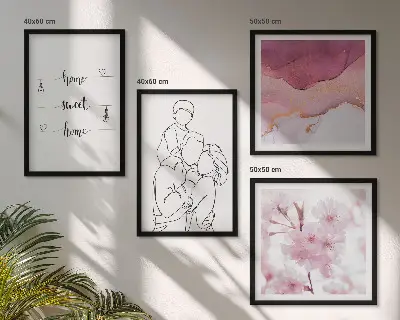 Minimalist flower wall art set of 4 pieces