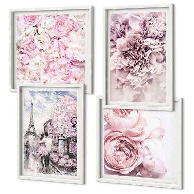 Multi-piece wall decor set Flowers pink romantic landscape