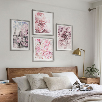 Multi-piece wall decor set Flowers pink romantic landscape