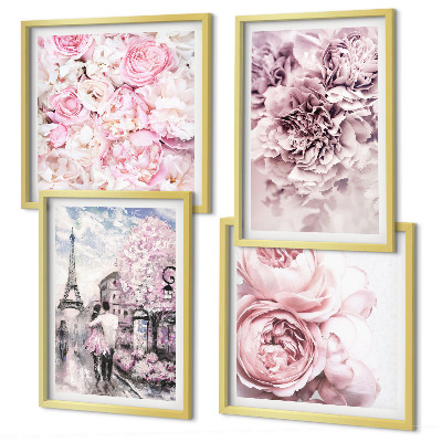 Multi-piece wall decor set Flowers pink romantic landscape