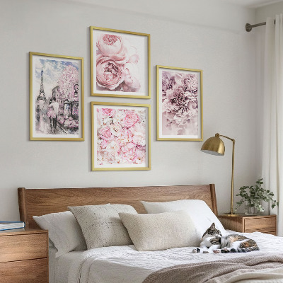 Multi-piece wall decor set Flowers pink romantic landscape