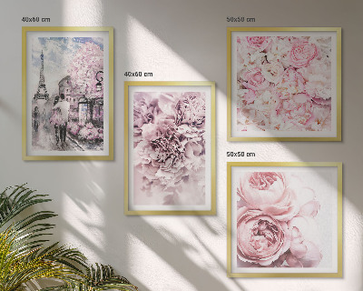 Multi-piece wall decor set Flowers pink romantic landscape